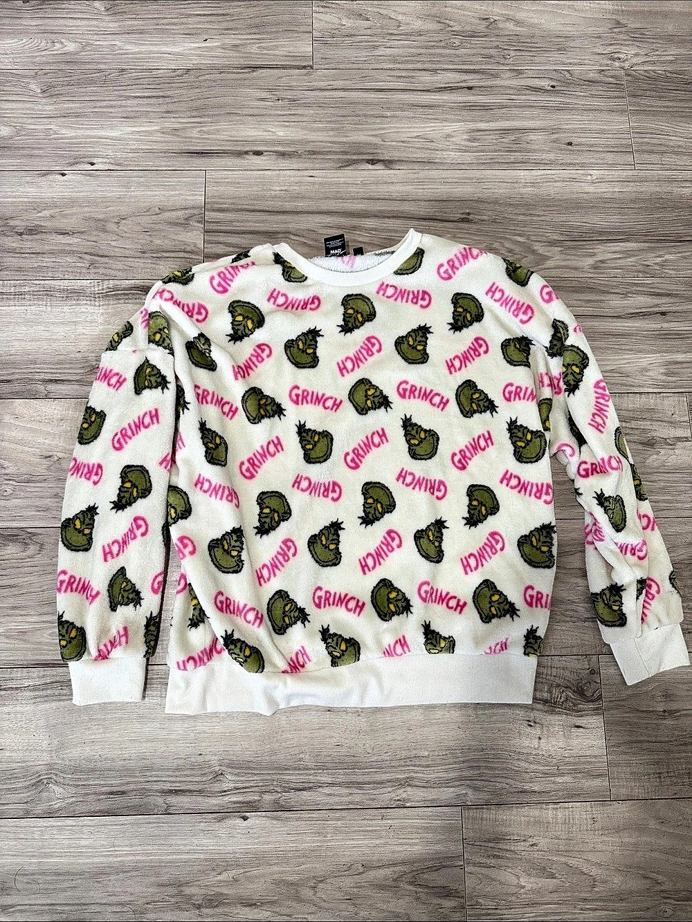 The Grinch Fleece Graphic Sweatshirt in White & Pink Size XXL